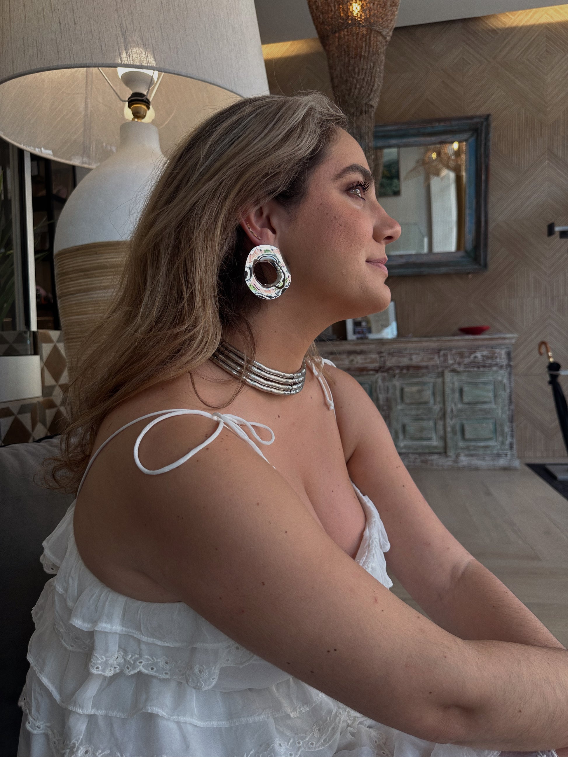 Drop choker inca plateado