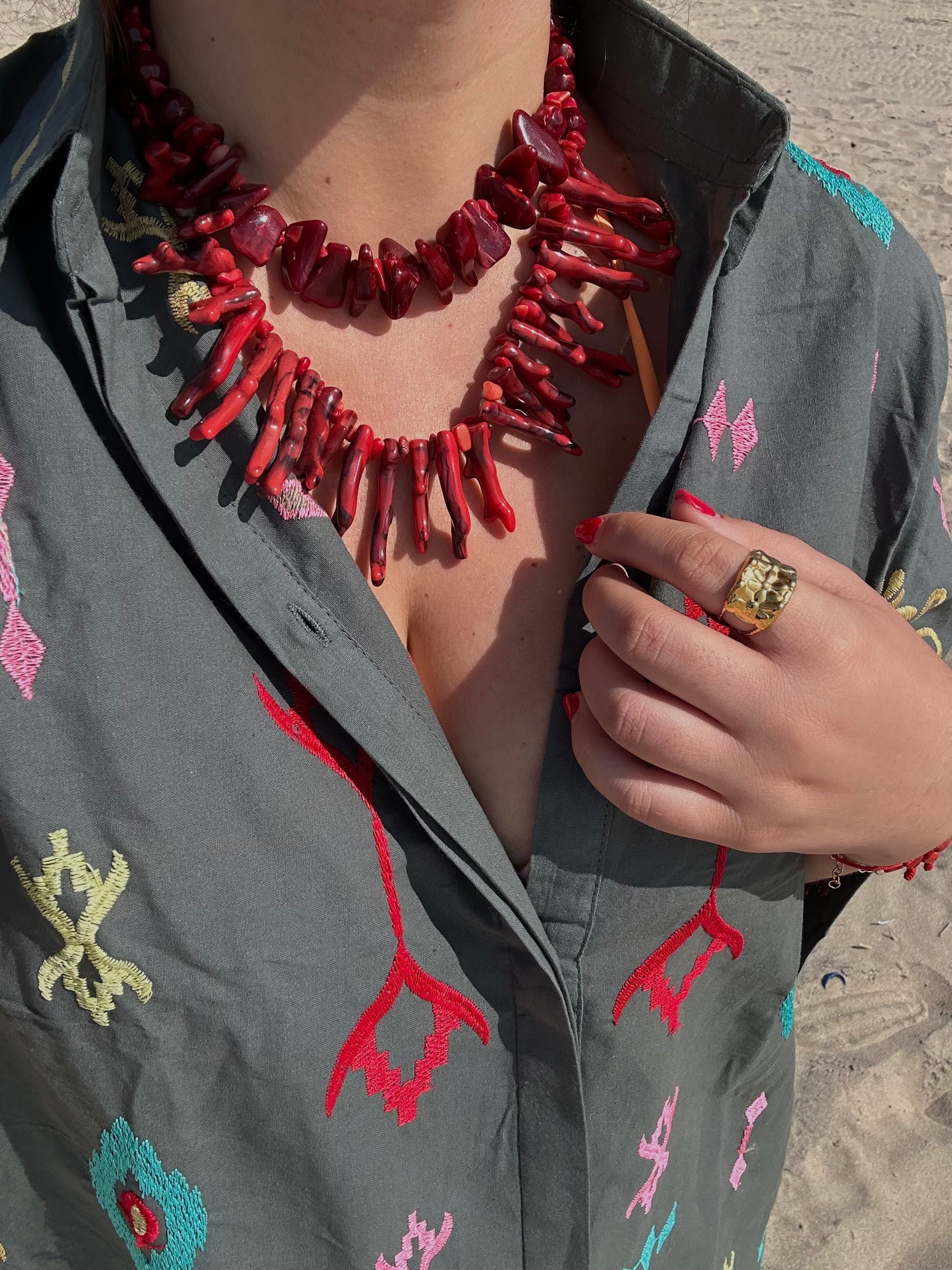 Drop collar corales resina y piedras