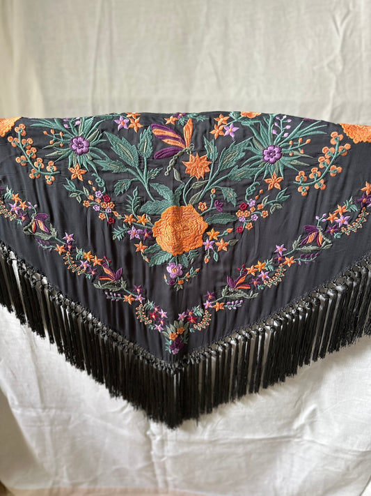 Mantón gris/naranja