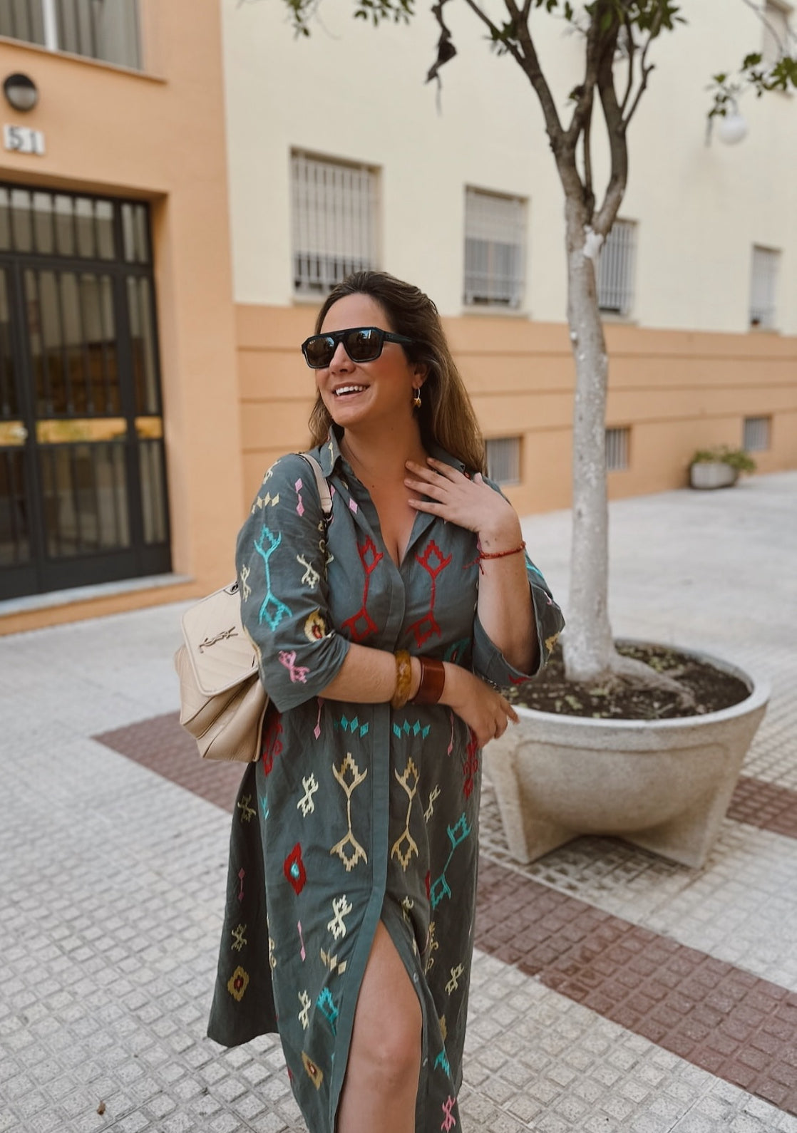 Drop vestido verde india