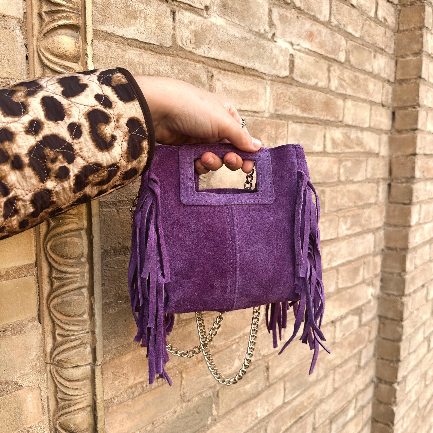 Bolso piel ante morado